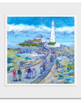 A mounted fine art print of St Mary's Island causeway with the tide out.