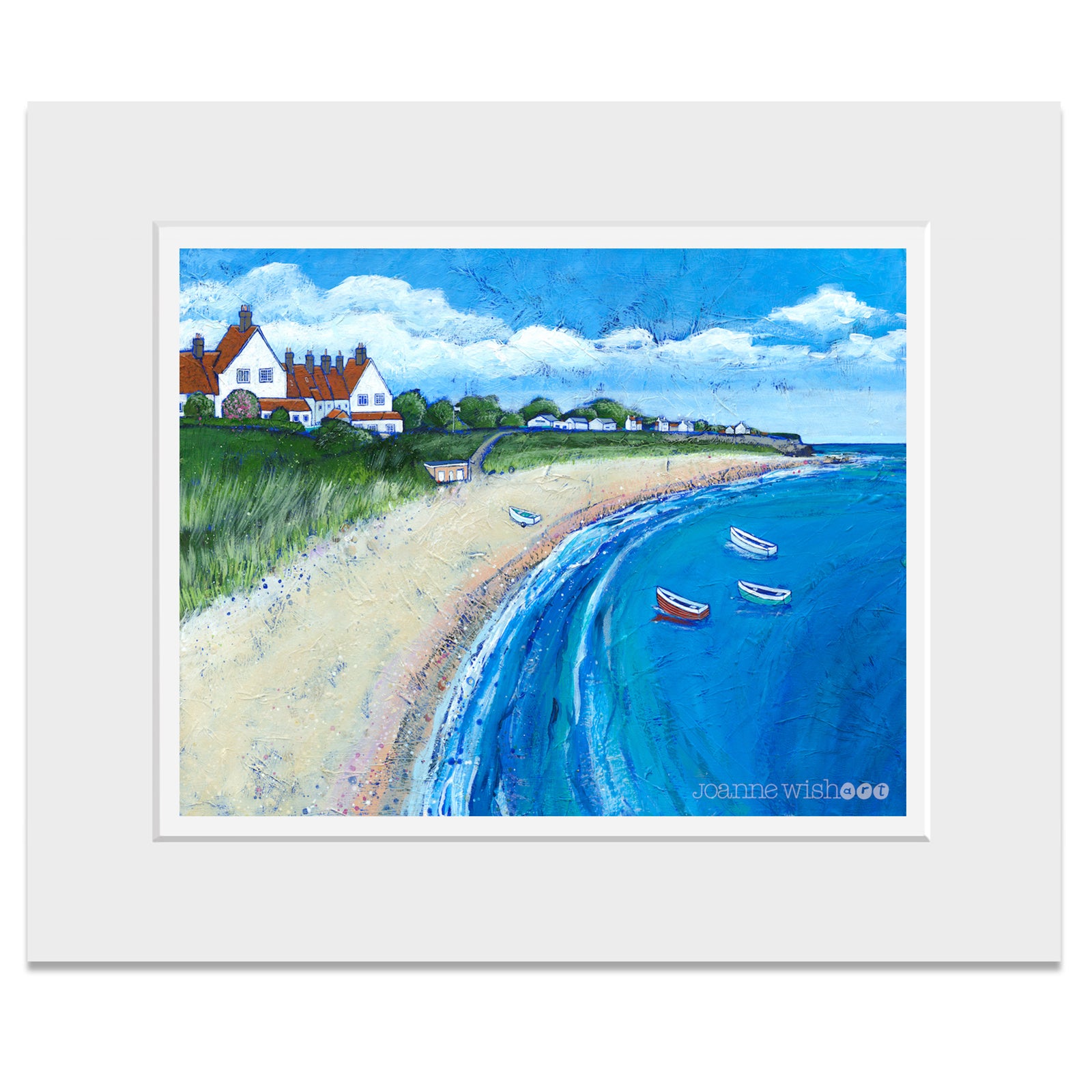 a mounted print of Whitburn Beach.