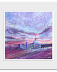 A mounted print of the Iconic whitley bay dome with a dramatic purple skyline.