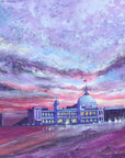 A dramatic purple skyline of clouds id featured in this art print of Whitley Bay Dome.