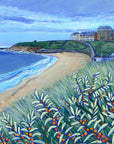 A print of the grand hotel, Tynemouth as seen from the dunes with orange berries in the foliage.