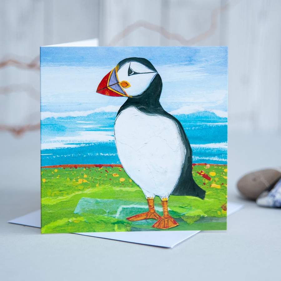 Puffin on Shore - Card